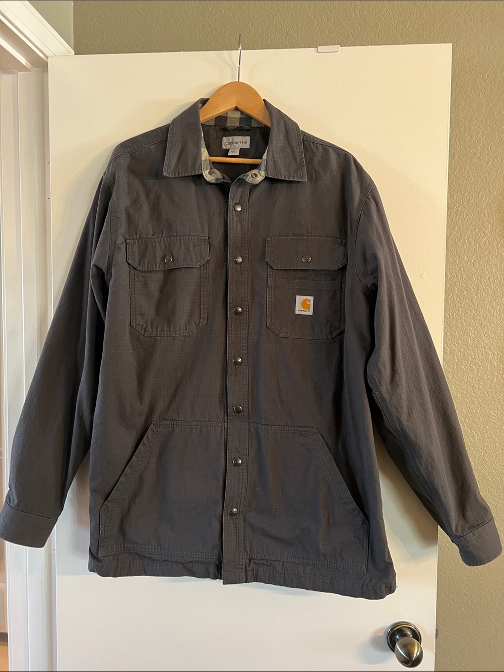 Rip stop grey shirt jacket Carhartt L Tall